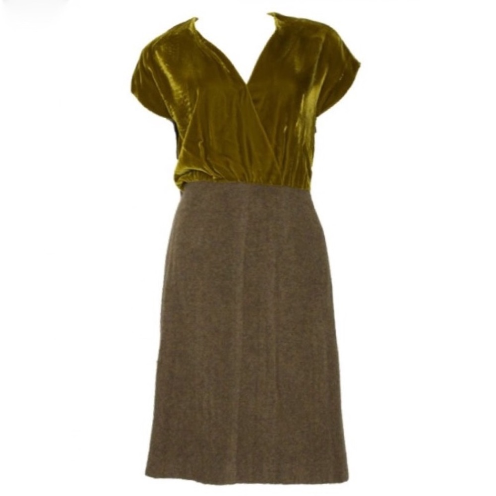 ⚡️SOLD⚡️ PRADA Olive Green Velvet + Wool dress